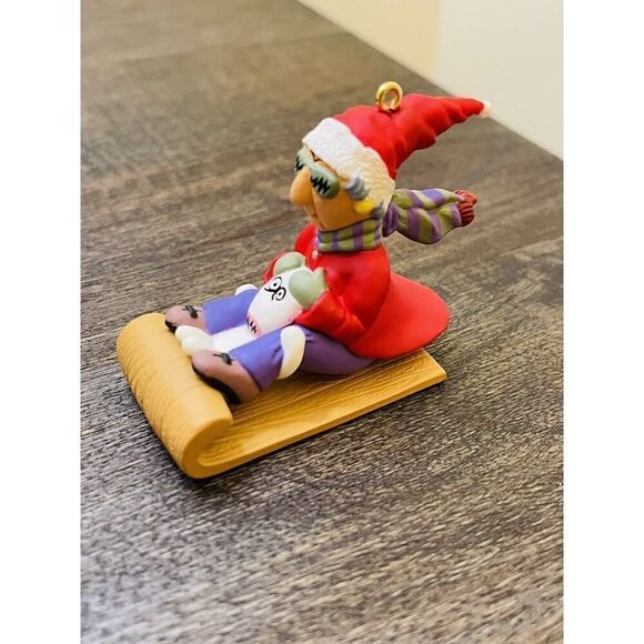 Hallmark Keepsake Christmas Ornament "Maxine" Toboggan Sledding w/Dog Floyd 1998 - Picture 2 of 7